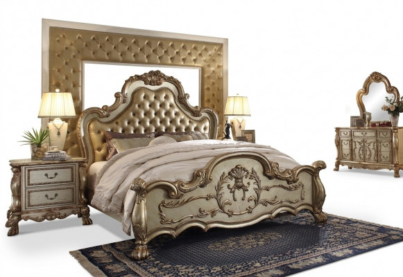 Klassiek bed in barok stijl Chesterfield Rococo Stijl Hotel Dubbel Leer Antiek