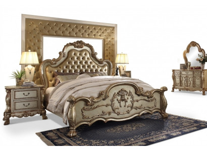 Klassiek bed in barok stijl Chesterfield Rococo Stijl Hotel Dubbel Leer Antiek
