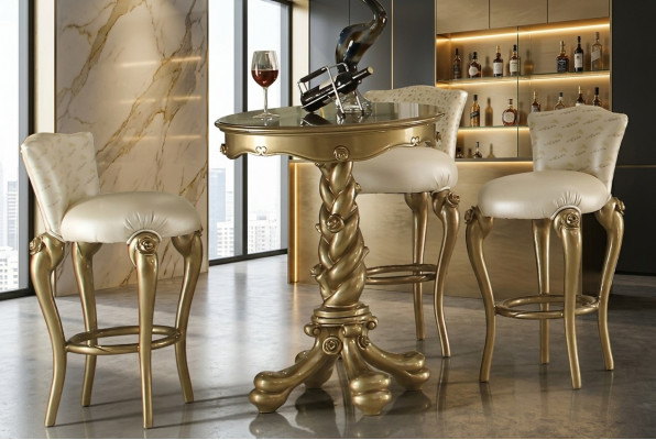 Bartafel Bistrotafel Rond Staande tafel Toonbank Echt hout Klassieke meubels