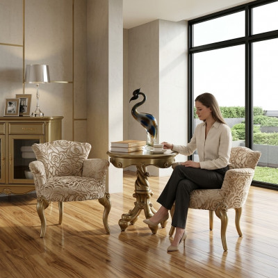 Ronde bijzettafel houten tafel salontafel bank woonkamer ontwerp.