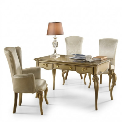 Kantoor set inrichting bureau set houten tafel stoel barok rococo 2-delig.