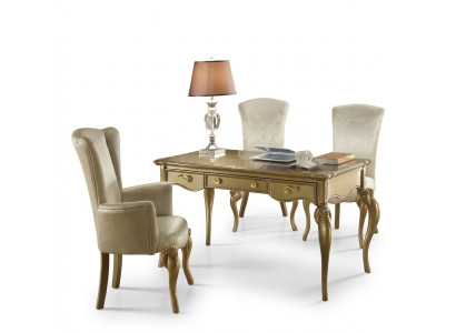 Kantoor set inrichting bureau set houten tafel stoel barok rococo 2-delig.