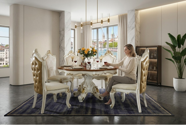 Ontwerp houten tafel Ronde eettafel Ronde eettafels Luxe klasse