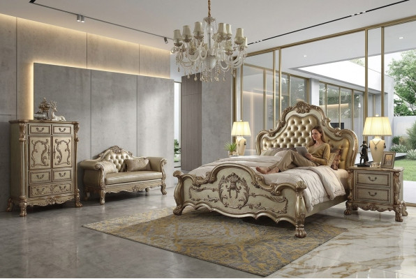 Slaapkamerset Nachtkastjes Bed 5-dlg. Klassiek Barok Rococo Antiek Stijl Hout