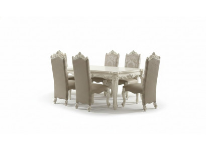 Koninklijke eetkamerset Barok-Rococo eetkamermeubilair 6 stoelen Eettafel 7-delige set.