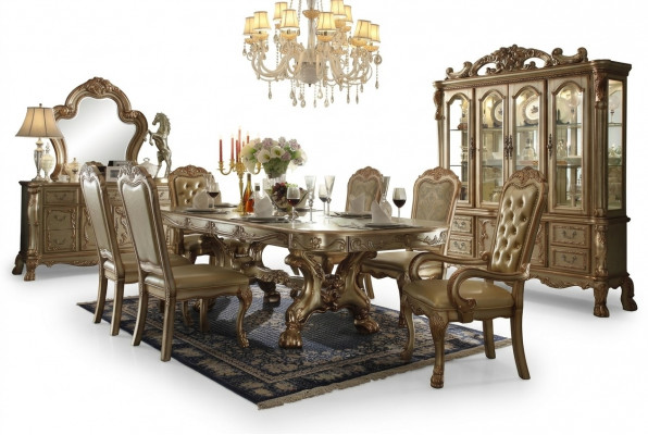Koninklijke eettafel ontwerper Chesterfield 6x stoelen Compleet meubilair 7-delig set