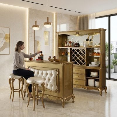 Bar Theke Bar Tisch Houten Bar Tafels Toonbank Luxe Klasse Barok Handgemaakt Nieuw