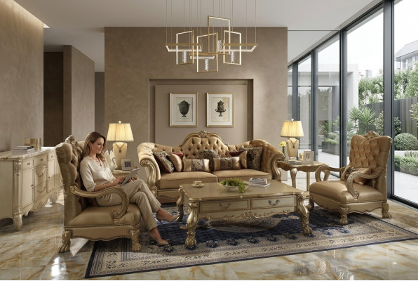 Sofaset 3+1+1 zitsbankset Bankbekleding Bank Luxe Chesterfield.