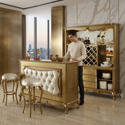 Complete bar 4-piece set. Bartisch 2x Bar stool Cabinet Baroque Rococo Set.