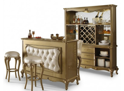 Complete bar 4-piece set. Bartisch 2x Bar stool Cabinet Baroque Rococo Set.
