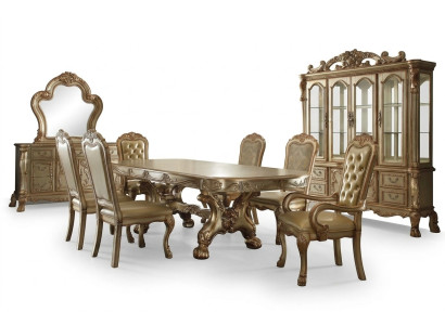 Klassieke eettafel Luxe Chesterfield stoelen Ontwerp Eetkamerset 9-delig.