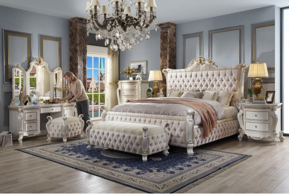 Chesterfield slaapkamer set 3-delig. Set bed + 2x nachtkastjes in barokstijl.