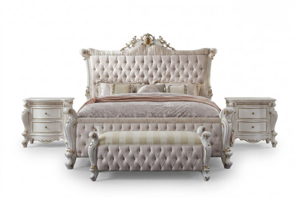 Chesterfield slaapkamer set 3-delig. Set bed + 2x nachtkastjes in barokstijl.