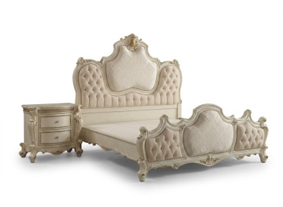 Klassiek bed Barok Chesterfield Rococo hotelstijl dubbel leer antiek