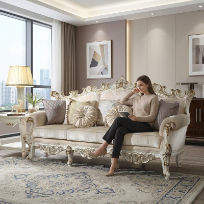 Klassieke 3-zits bank Bank Sofa Bekleding Deco Bankstellen Banken Barok.