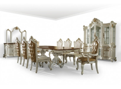 Klassieke Beige Eetkamer Set Luxe Eettafel 8x Chesterfield Stoelen 11-delig Set