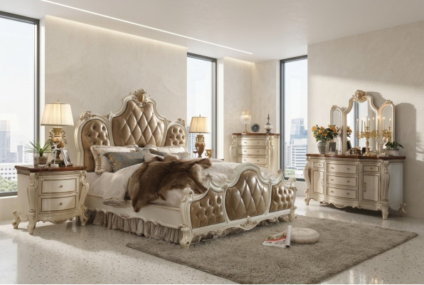 Luxe Chesterfield bedden van leer Koninklijk paleisbed Hotel tweepersoonsbed