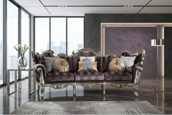 Klassieke vierzits woonkamerbank van textiel in rococo barok luxe sofa.