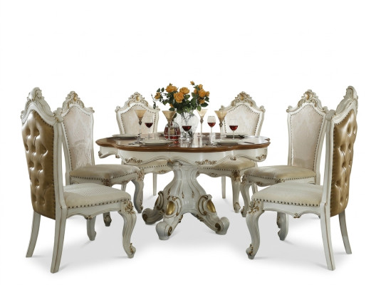 Ronde eettafel van rundhout, klassieke ronde tafels in rococo-barokstijl.