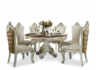 Koninklijke eetkamerset in barok en rococostijl - tafel & 8x Chesterfield-stoelen