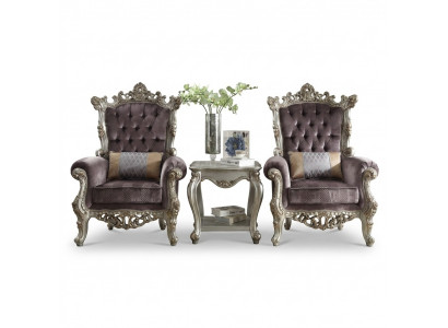 Zetel in antieke stijl, 1 zits, Beige Barok houten troon koninklijke fauteuil.