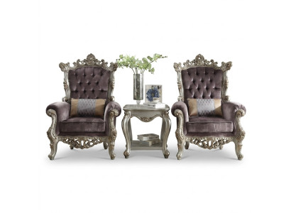 Zetel in antieke stijl, 1 zits, Beige Barok houten troon koninklijke fauteuil.