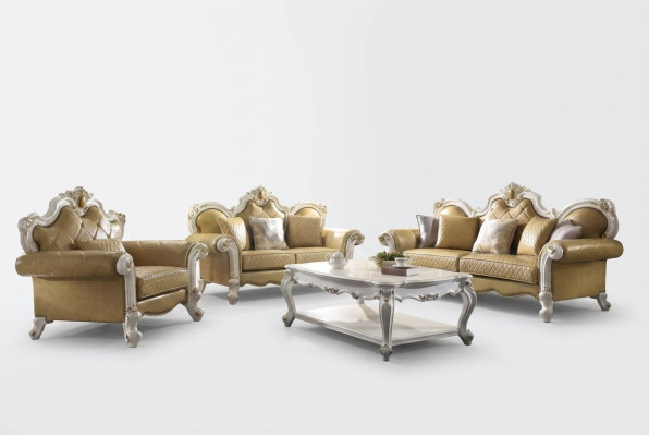 Sofaset 3+2+1-zits salontafelset bank bekleding bank leer 4-delig set