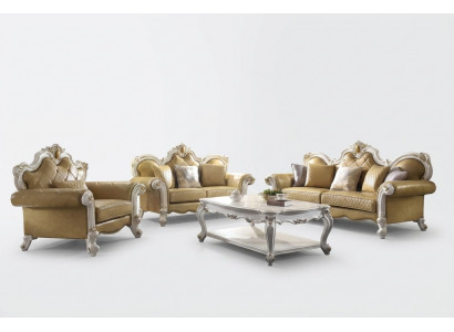 Sofaset 3+2+1-zits salontafelset bank bekleding bank leer 4-delig set