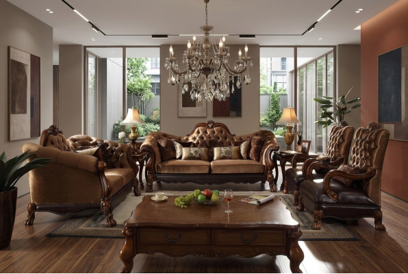 Klassieke bankstel 3+2+1 zitsbank bank gestoffeerd textiel Chesterfield