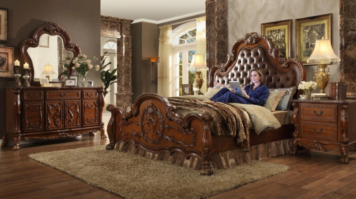 Bed 2x Nightstands 3 pieces Set Furniture Baroque Rococo Bedroom Set