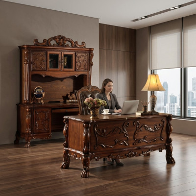 Bureau Stoel Computertafel Designer Kantoor tafels Barok Rococo 3-delige Set.