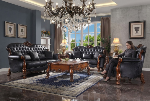 Sofa Driezits woonlandschap Banken Bank Polster Garnituur Leer Barok