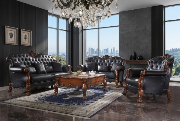 Sofa Driezits woonlandschap Banken Bank Polster Garnituur Leer Barok