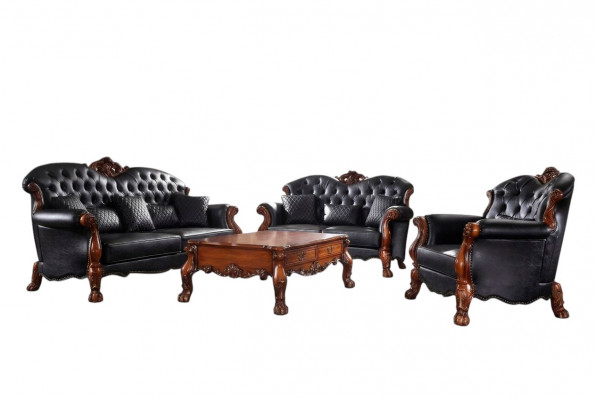 Sofa Driezits woonlandschap Banken Bank Polster Garnituur Leer Barok