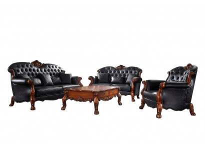 Sofa Driezits woonlandschap Banken Bank Polster Garnituur Leer Barok