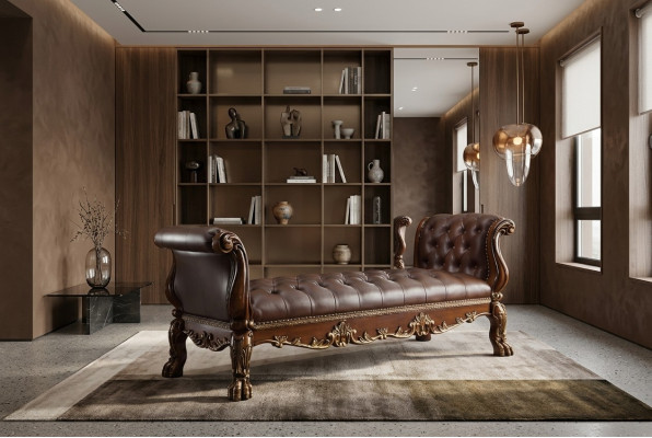Chesterfield Ligstoelen Chaise Longue Ottomaan Bank Echt Leer Relax Chaise