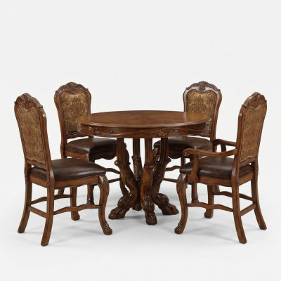 Zet 4x Stoel Echt Hout Gestoffeerde Zit Eetkamer Set Eetkamerstoelen