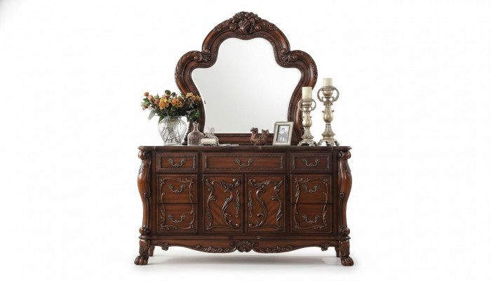 Ladekast kast met spiegel Edel dressoir buffet barok rococo hout nieuw sideboard