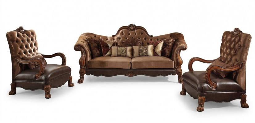 Chesterfield Bank 2-zits Luxe gestoffeerde bankstellen Design textiel Tweezitter Hout