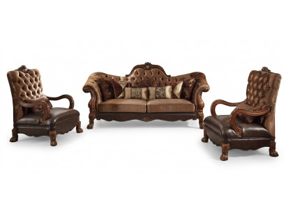 Chesterfield Bank 2-zits Luxe gestoffeerde bankstellen Design textiel Tweezitter Hout