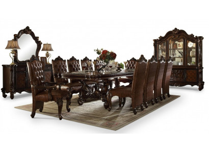Klassieke barok eetkamerset Luxe eettafel Chesterfield stoelen 14-delige set