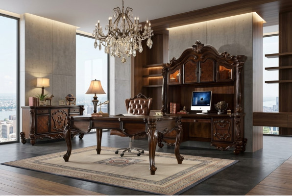 Kantoorset Bureau Directiestoel Compleet Kantoor Rococo Barok 2-delig Set