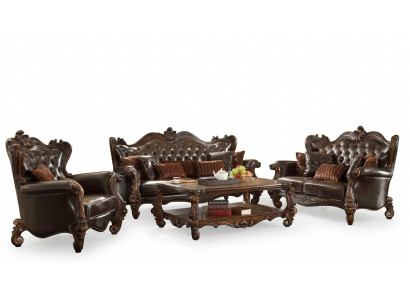 Sofagarnitur 3+1+1 Sitzer Leder Sofa Couch Polster Garnitur Sofagarnitur