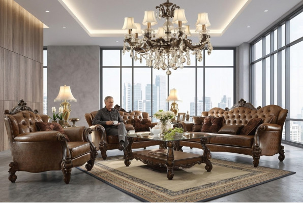 Sofa set 3+2+1 zitsbank bank gestoffeerde set banken leer