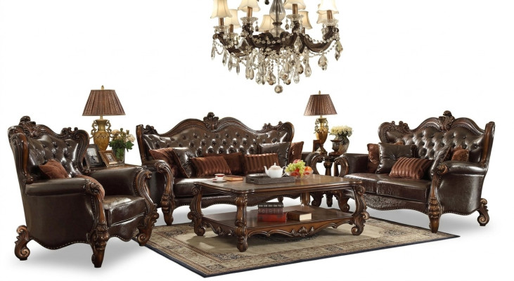 Klassieke set van 3+2+1 bankstelbank, bank, lederen bank, gestoffeerde bank