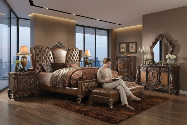 Chesterfield bed 2x nachtkastjes 3-delige set meubels barok rococo slaapkamerset
