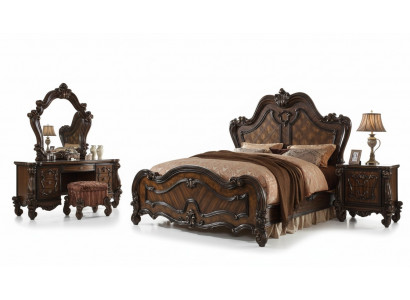 Slaapkamer nachtkastjes set bed 5-delig. Rococo barok antieke stijl houten bed