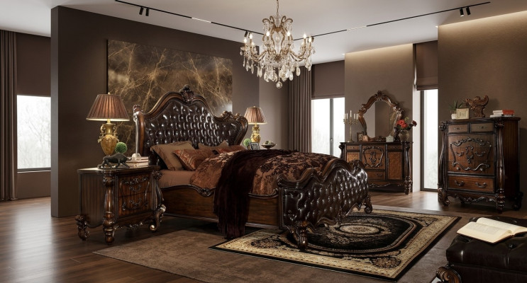 Luxe Klasse Slaapkamer Set Barok Rococo Beddecor Dubbel Bed Bedden
