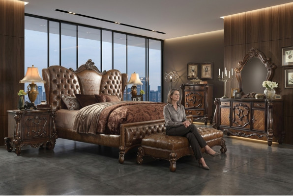 Chesterfield lederen bed bed bedden gestoffeerd ontwerp tweepersoonsbed 180x200cm