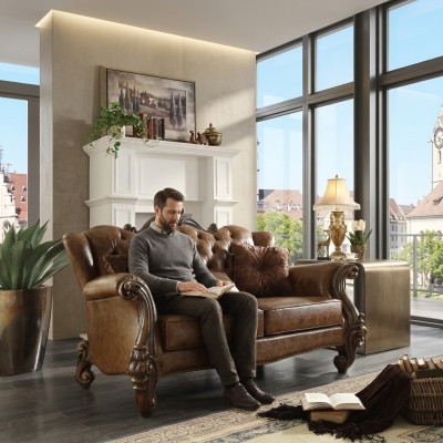 Bankstel 3-zits woonlandschap sofa's bankstel Bekleding leder hout